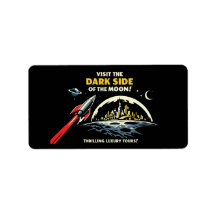 Retro Space Moon Return Address Label Sci-Fi