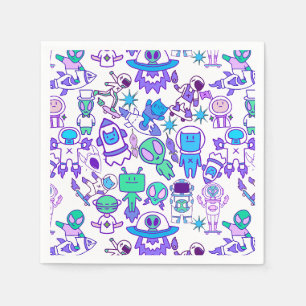 Retro space pattern napkins
