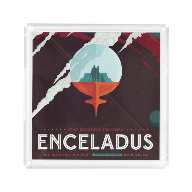 Retro Space Poster-Cassini Mission To Saturn Acrylic Tray (Front)