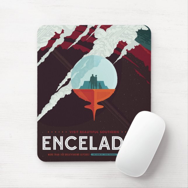 Retro Space Poster-Cassini Mission To Saturn Mouse Pad (With Mouse)