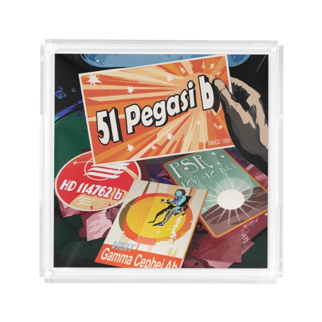 Retro Space Poster-Exoplanet Discovery 51 Pegasi B Acrylic Tray (Front)