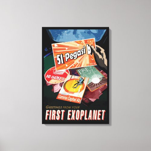 Retro Space Poster_Exoplanet Discovery 51 Pegasi B Canvas Print
