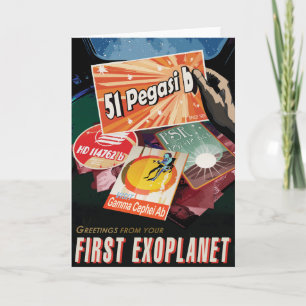 Retro Space Poster-Exoplanet Discovery 51 Pegasi B Card
