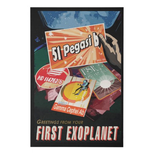 Retro Space Poster_Exoplanet Discovery 51 Pegasi B Faux Canvas Print