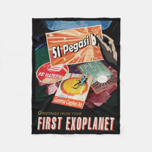 Retro Space Poster_Exoplanet Discovery 51 Pegasi B Fleece Blanket