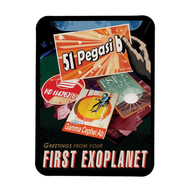 Retro Space Poster-Exoplanet Discovery 51 Pegasi B Magnet (Vertical)