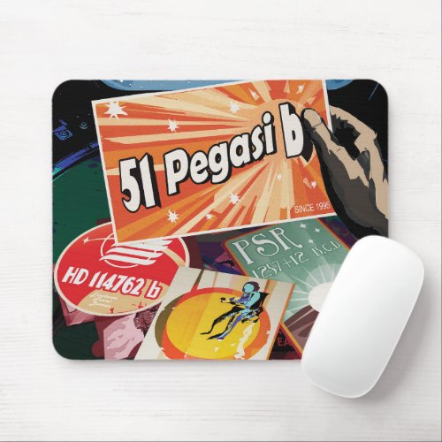 Retro Space Poster_Exoplanet Discovery 51 Pegasi B Mouse Pad
