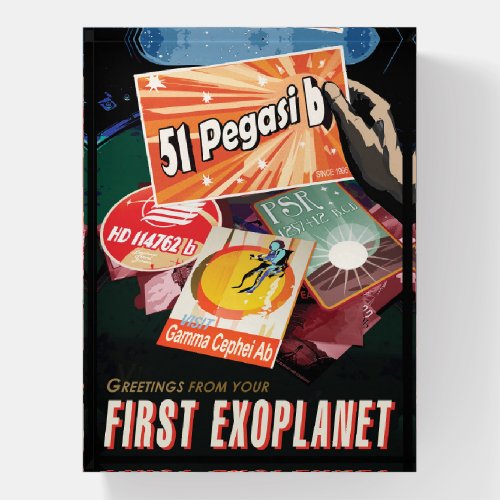 Retro Space Poster_Exoplanet Discovery 51 Pegasi B Paperweight