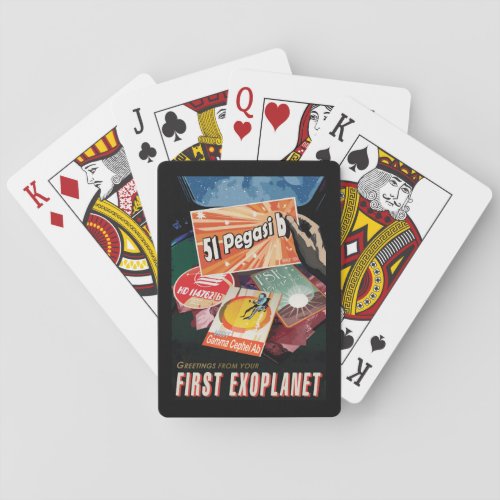 Retro Space Poster_Exoplanet Discovery 51 Pegasi B Playing Cards