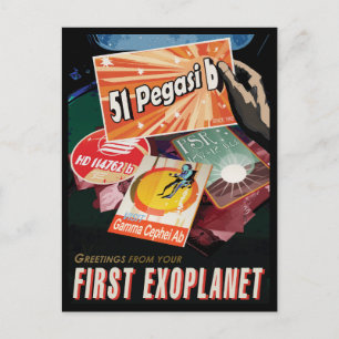 Retro Space Poster-Exoplanet Discovery 51 Pegasi B Postcard
