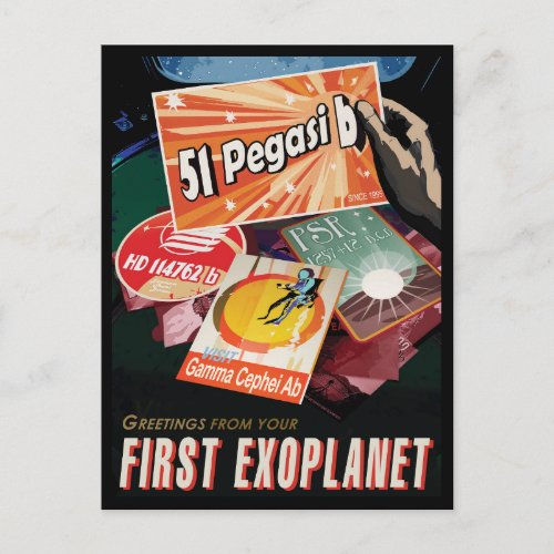 Retro Space Poster_Exoplanet Discovery 51 Pegasi B Postcard