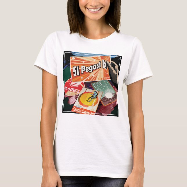 Retro Space Poster-Exoplanet Discovery 51 Pegasi B T-Shirt (Front)