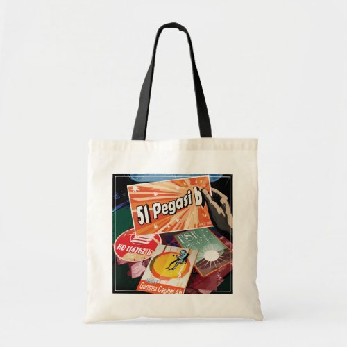 Retro Space Poster_Exoplanet Discovery 51 Pegasi B Tote Bag