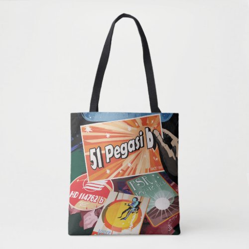 Retro Space Poster_Exoplanet Discovery 51 Pegasi B Tote Bag