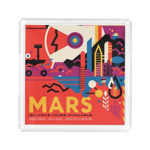 Retro Space Poster _ Mars Exploration Program Acrylic Tray