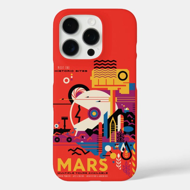 Retro Space Poster - Mars Exploration Program. Case-Mate iPhone Case (Back)