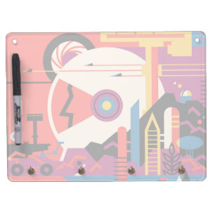 Retro Space Poster - Mars Exploration Program. Dry Erase Board With Keychain Holder