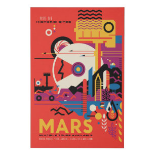 Retro Space Poster - Mars Exploration Program. Faux Canvas Print