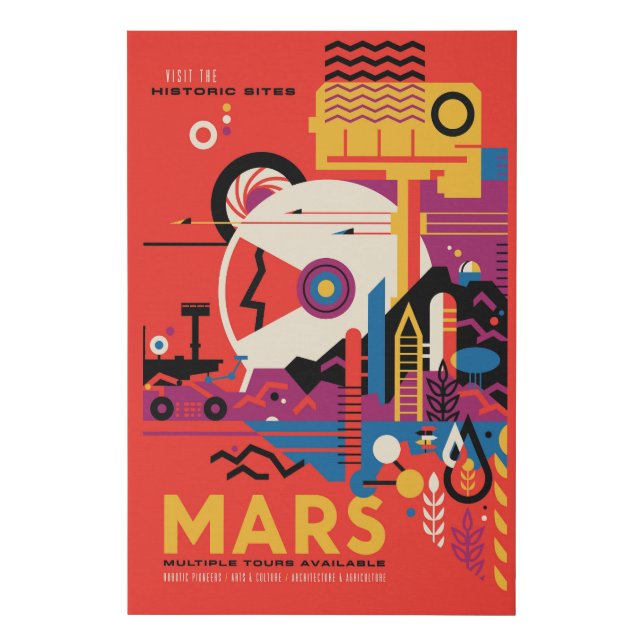 Retro Space Poster - Mars Exploration Program. Faux Canvas Print (Front)