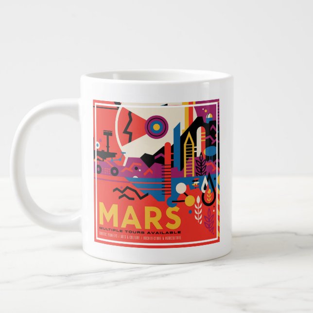 Retro Space Poster - Mars Exploration Program. Giant Coffee Mug (Left)