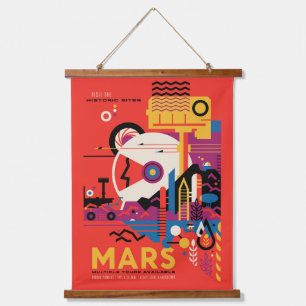 Retro Space Poster - Mars Exploration Program. Hanging Tapestry