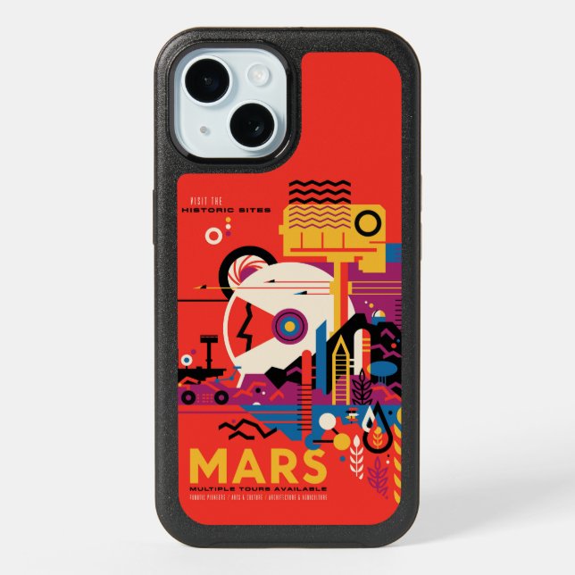 Retro Space Poster - Mars Exploration Program. iPhone 15 Case (Back)