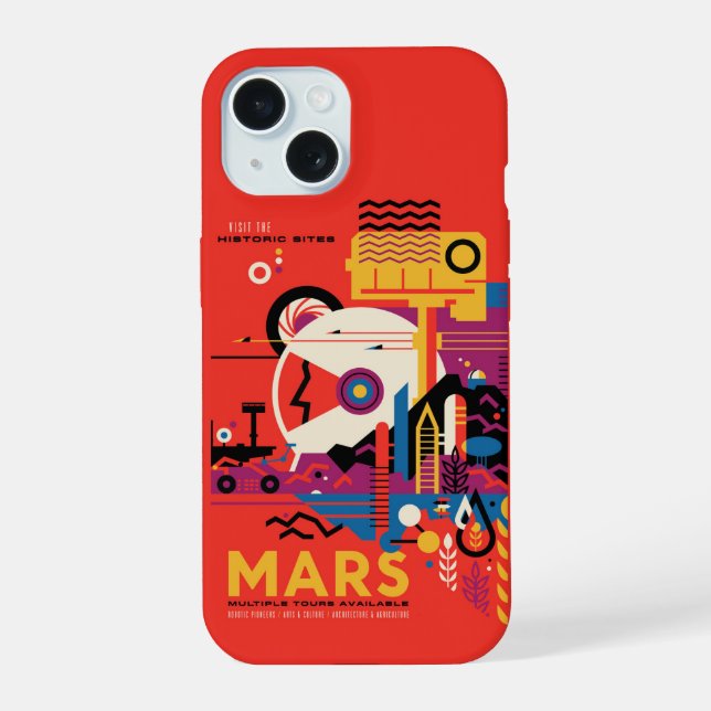 Retro Space Poster - Mars Exploration Program. iPhone 15 Case (Back)