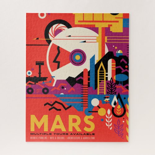 Retro Space Poster _ Mars Exploration Program Jigsaw Puzzle