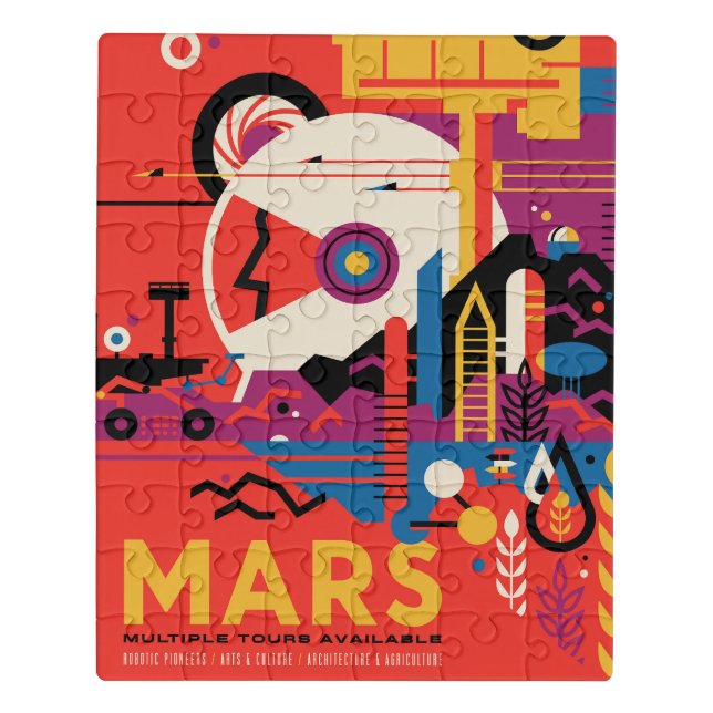 Retro Space Poster - Mars Exploration Program. Jigsaw Puzzle (Puzzle Vertical)