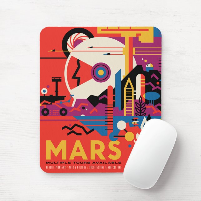 Retro Space Poster - Mars Exploration Program. Mouse Pad (With Mouse)