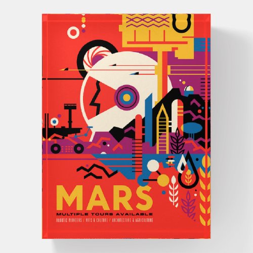 Retro Space Poster _ Mars Exploration Program Paperweight