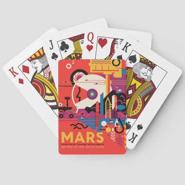 Retro Space Poster - Mars Exploration Program. Poker Cards (Back)