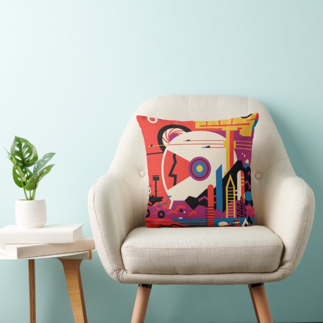 Retro Space Poster - Mars Exploration Program. Throw Pillow (Chair)