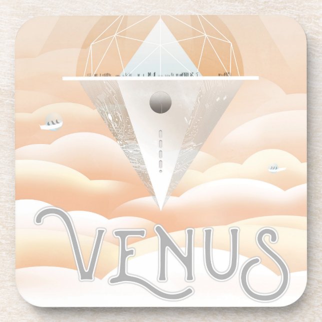 Retro Space Poster-Observatory In The Solar System Beverage Coaster (Front)