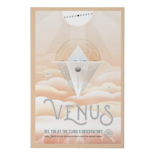 Retro Space Poster_Observatory In The Solar System Faux Canvas Print