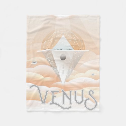 Retro Space Poster_Observatory In The Solar System Fleece Blanket
