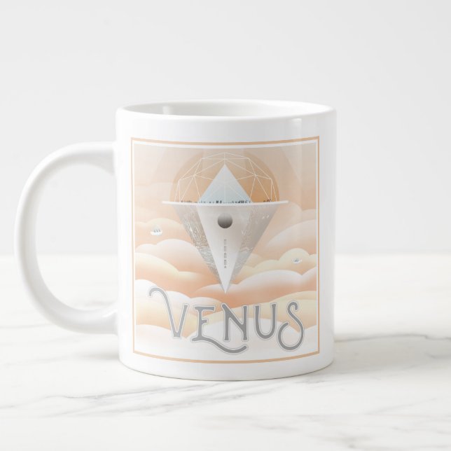 Retro Space Poster-Observatory In The Solar System Giant Coffee Mug (Left)