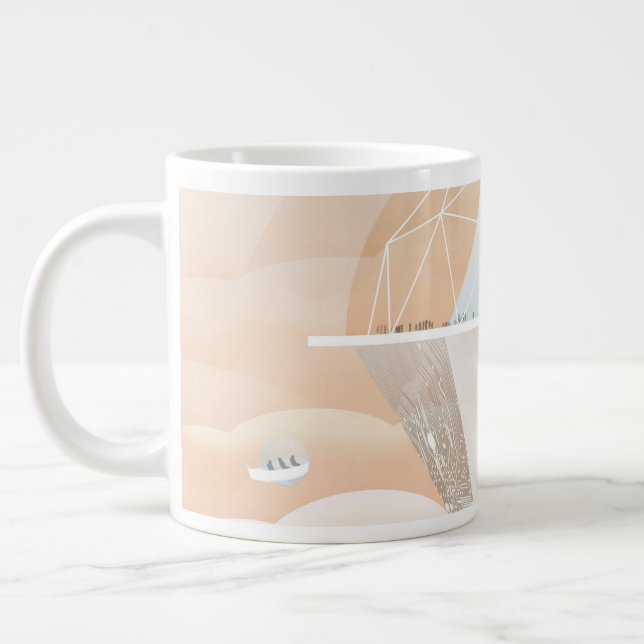 Retro Space Poster-Observatory In The Solar System Giant Coffee Mug (Left)
