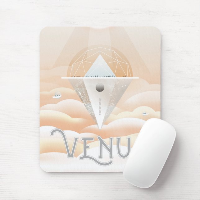 Retro Space Poster-Observatory In The Solar System Mouse Pad (With Mouse)