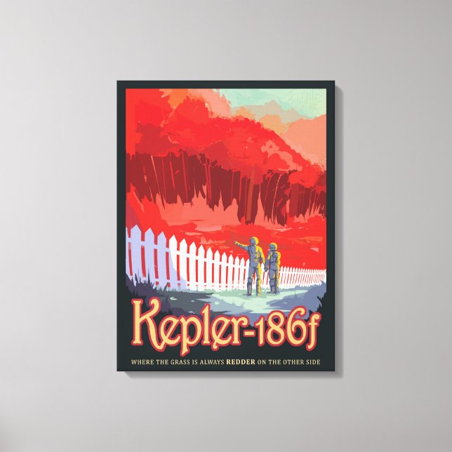 Retro Space Poster Of Kepler-186f. Canvas Print (Front)