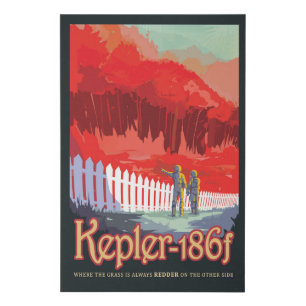 Retro Space Poster Of Kepler-186f. Faux Canvas Print