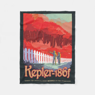 Retro Space Poster Of Kepler-186f. Fleece Blanket
