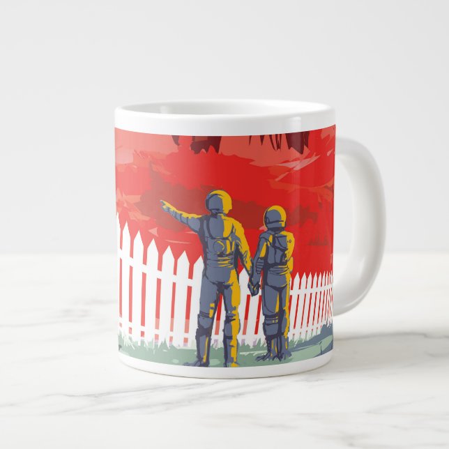 Retro Space Poster Of Kepler-186f. Giant Coffee Mug (Front Right)