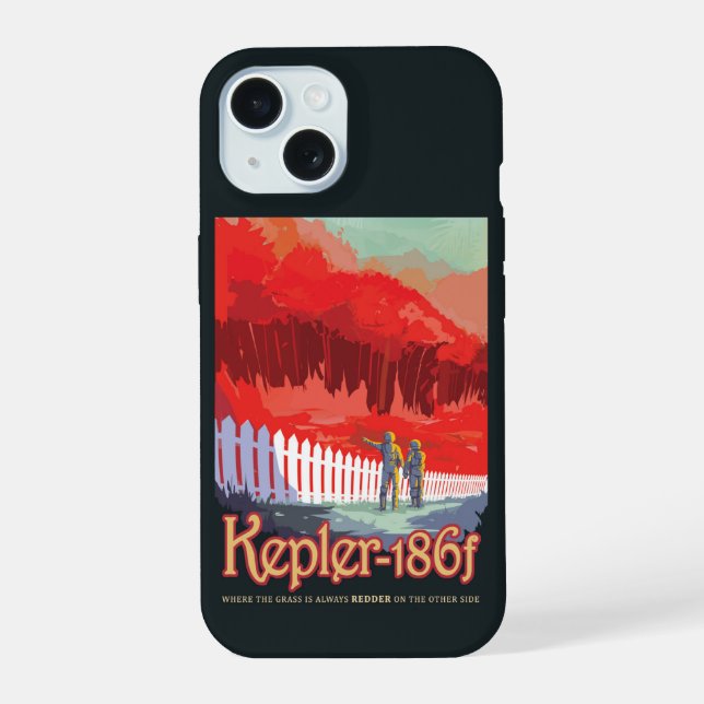 Retro Space Poster Of Kepler-186f. iPhone 15 Case (Back)