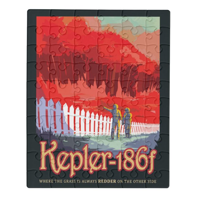 Retro Space Poster Of Kepler-186f. Jigsaw Puzzle (Puzzle Vertical)