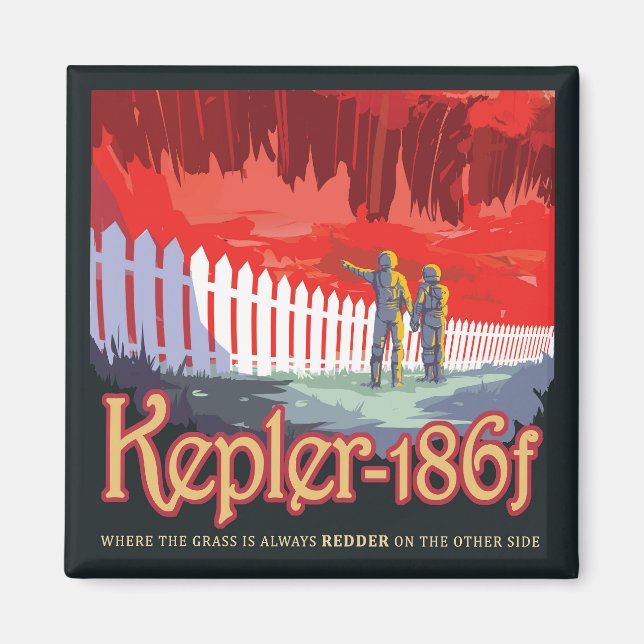 Retro Space Poster Of Kepler-186f. Magnet (Front)