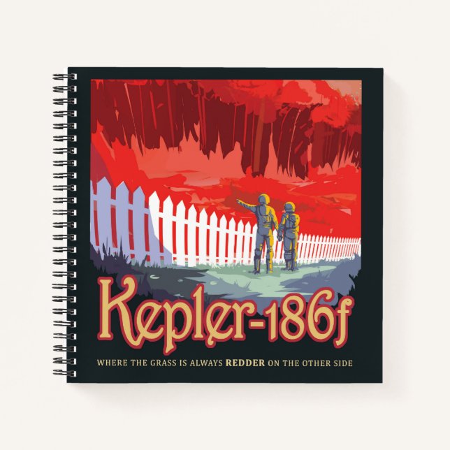 Retro Space Poster Of Kepler-186f. Notebook (Front)