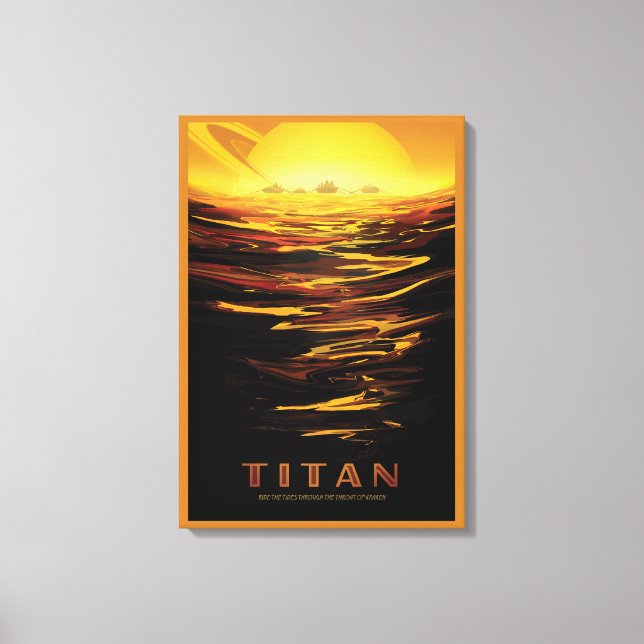 Retro Space Poster-Saturn's Largest Moon, Titan. Canvas Print (Front)