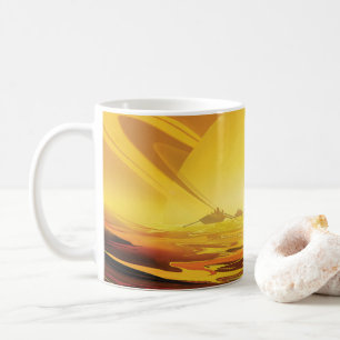 Retro Space Poster-Saturn's Largest Moon, Titan. Coffee Mug