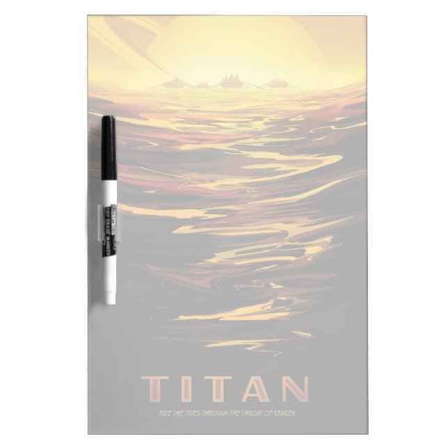 Retro Space Poster-Saturn's Largest Moon, Titan. Dry Erase Board (Front)